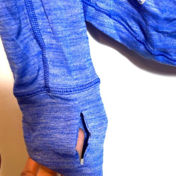 Lululemon Beat The Heat Heathered Blazer Blue Long Sleeve Top Size 10 Open Back - Picture 8 of 9